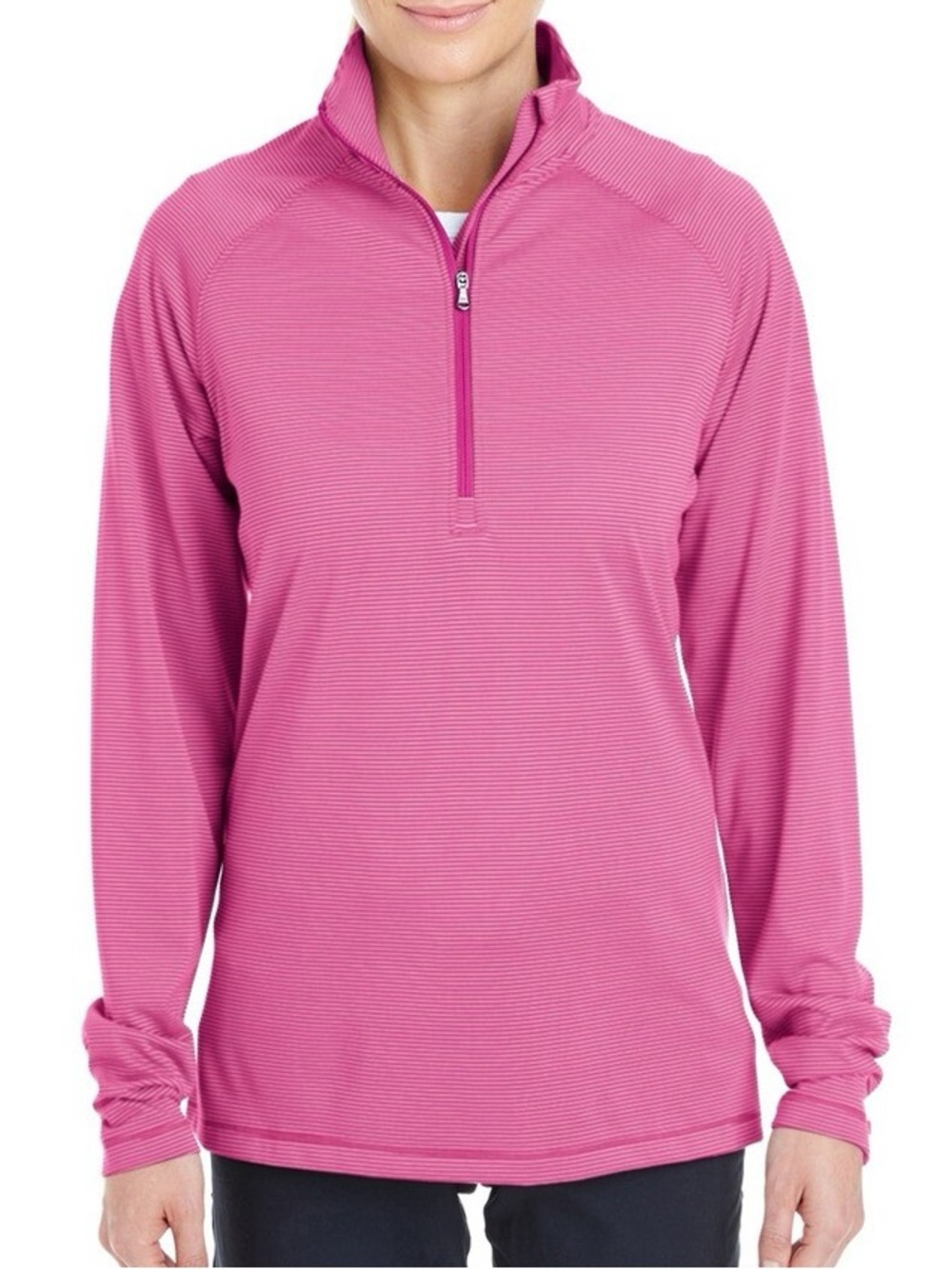 Under Armour HeatGear Women's L Pink/Gray Striped 1/4 Zip Pullover |  L NWT